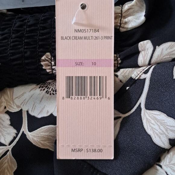 NWT NANETTE LEPORE high/low black cream multi print dress, sz 10, $138.00 - Picture 4 of 5